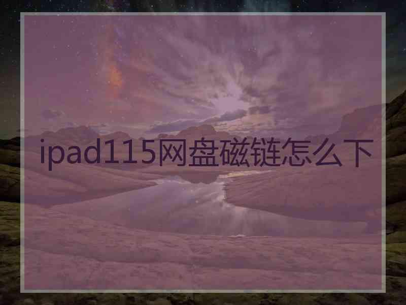 ipad115网盘磁链怎么下