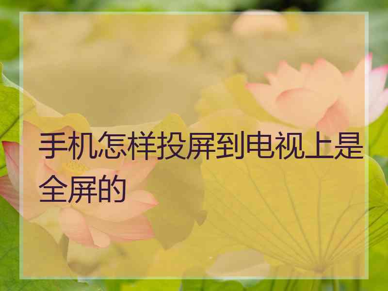 手机怎样投屏到电视上是全屏的