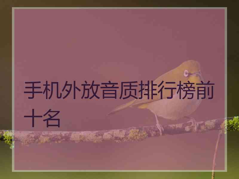 手机外放音质排行榜前十名