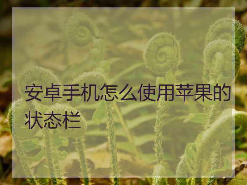 安卓手机怎么使用苹果的状态栏
