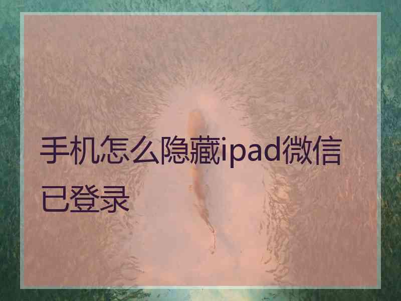 手机怎么隐藏ipad微信已登录