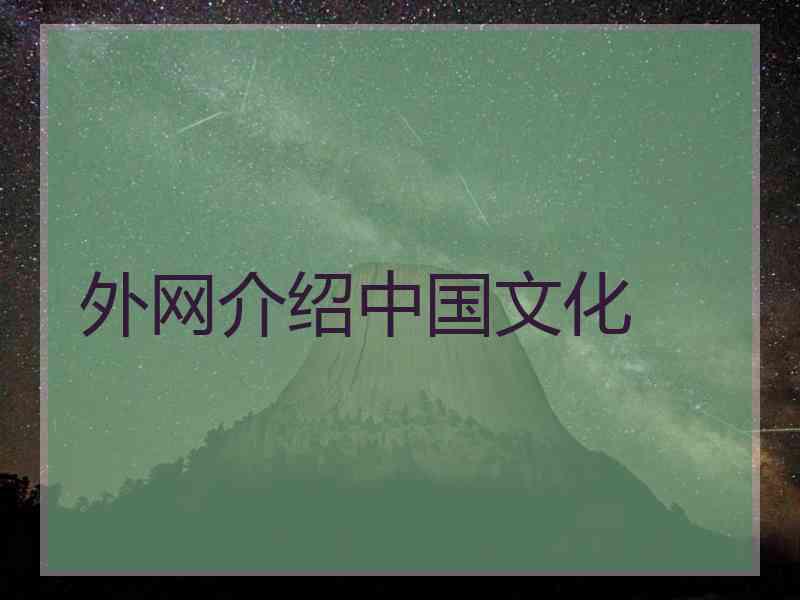 外网介绍中国文化