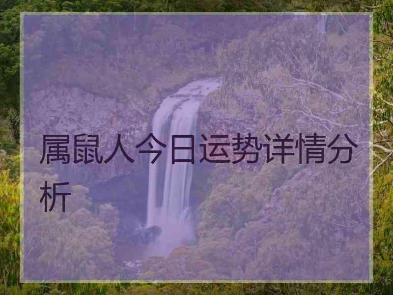 属鼠人今日运势详情分析