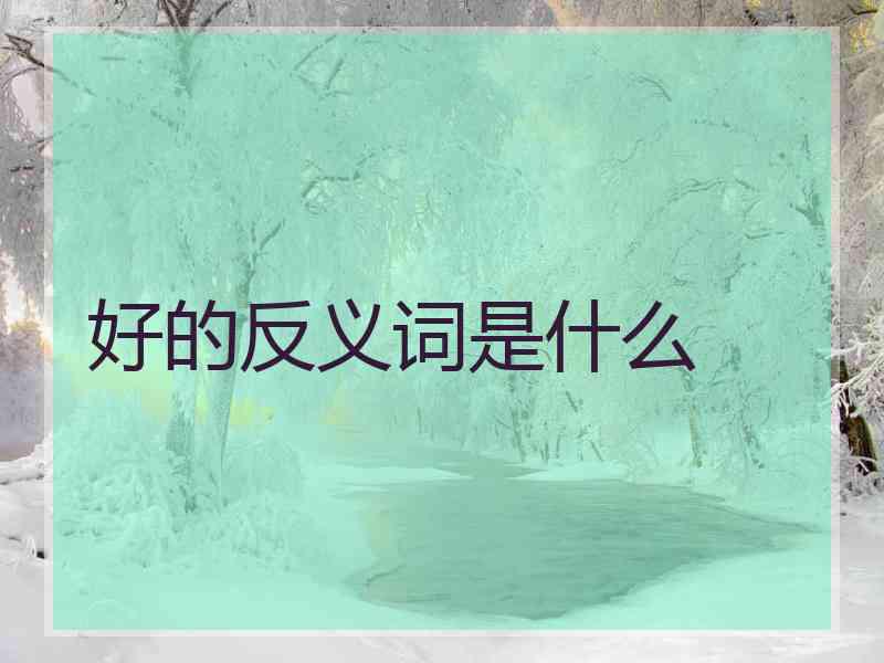 好的反义词是什么