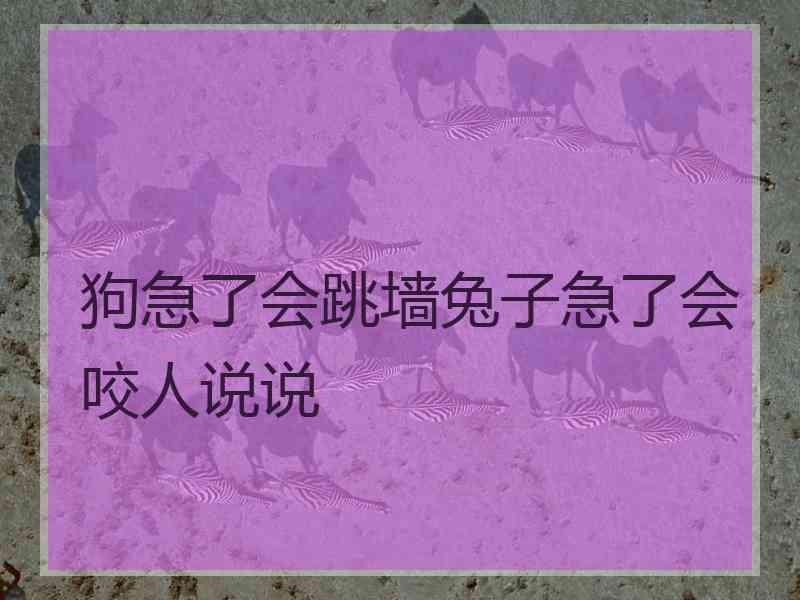 狗急了会跳墙兔子急了会咬人说说