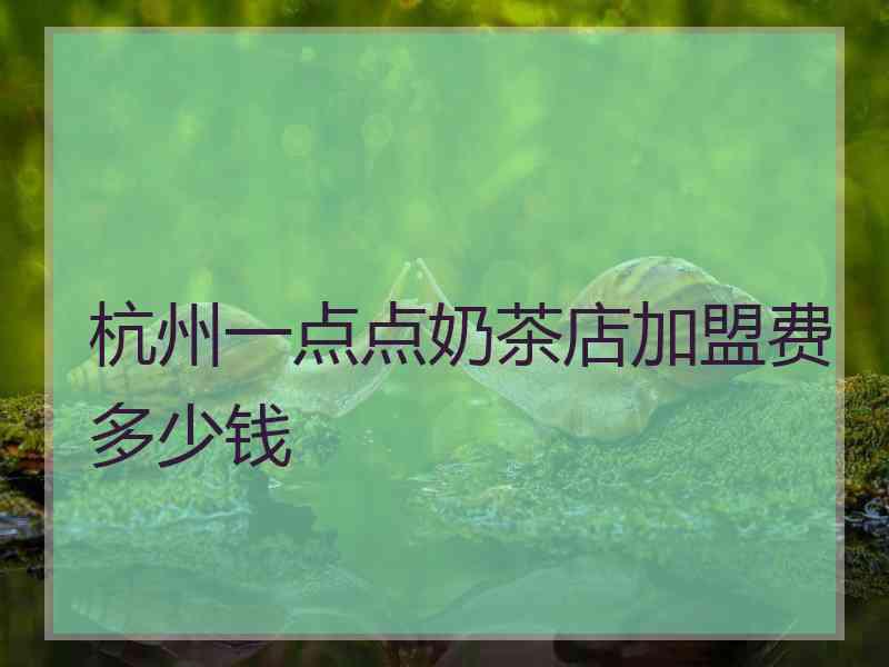 杭州一点点奶茶店加盟费多少钱