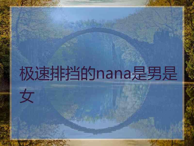 极速排挡的nana是男是女