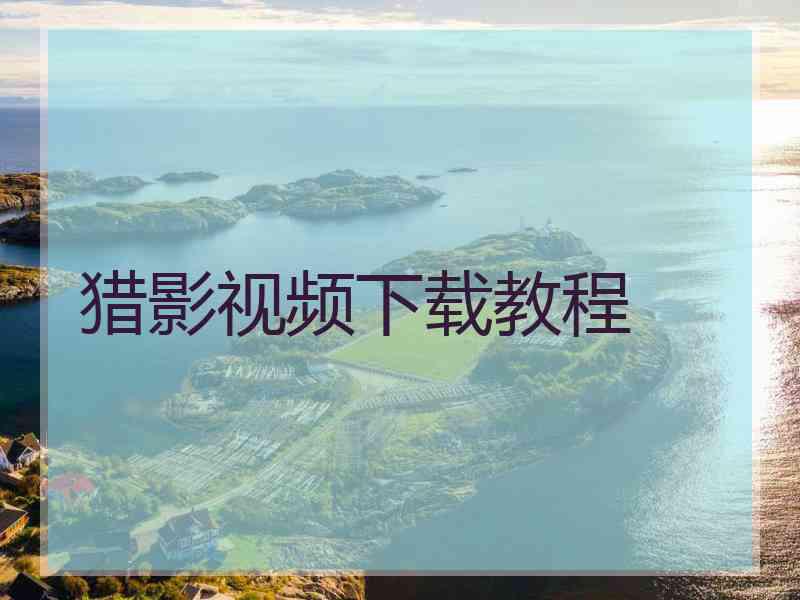 猎影视频下载教程
