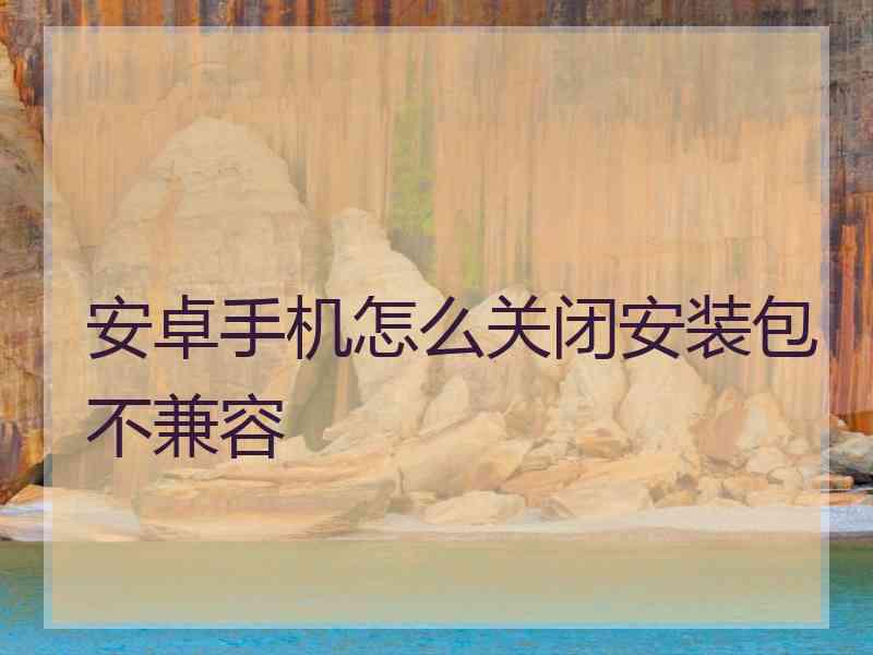 安卓手机怎么关闭安装包不兼容