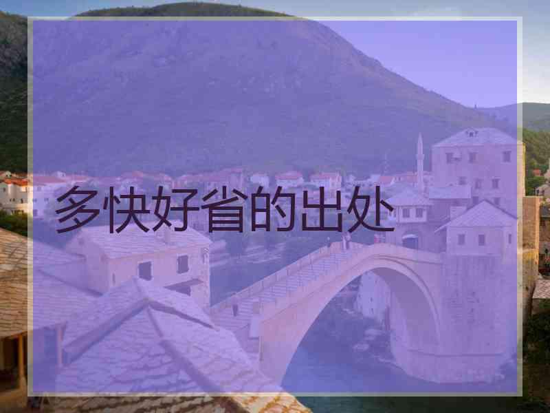 多快好省的出处