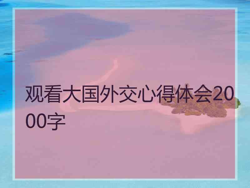 观看大国外交心得体会2000字