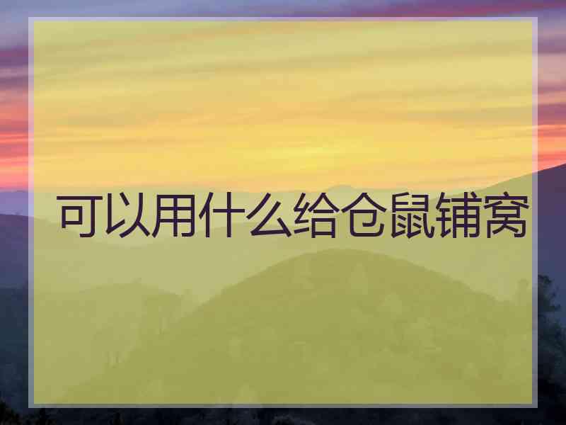 可以用什么给仓鼠铺窝