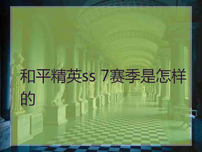 和平精英ss 7赛季是怎样的
