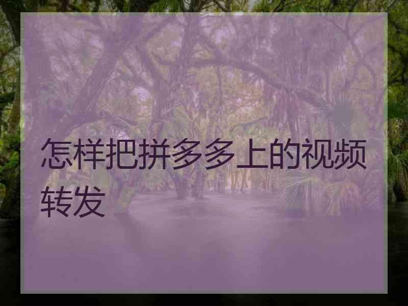 怎样把拼多多上的视频转发