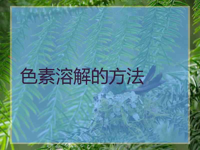 色素溶解的方法