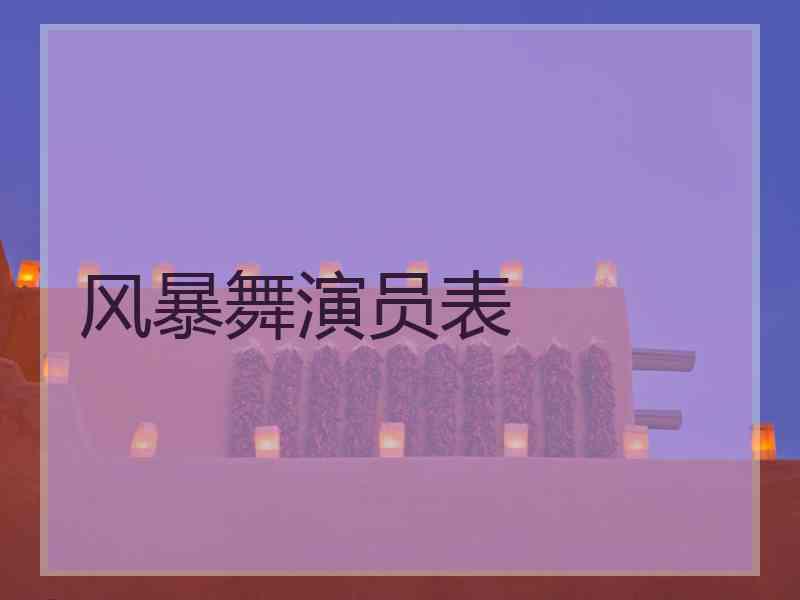 风暴舞演员表