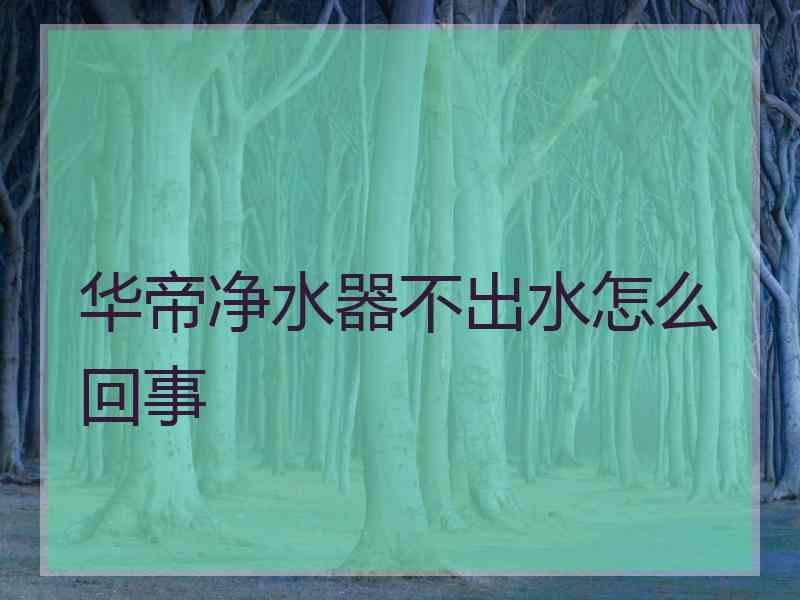 华帝净水器不出水怎么回事