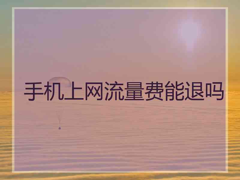 手机上网流量费能退吗
