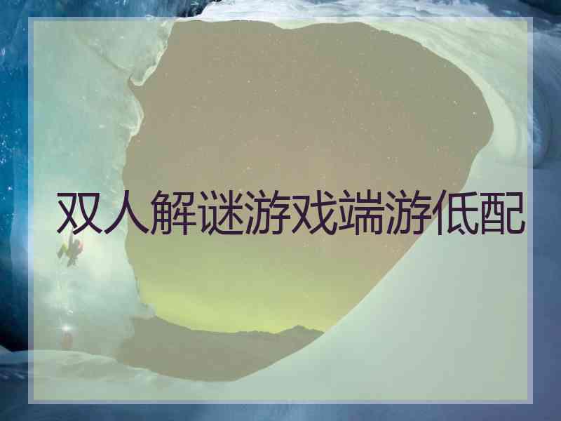 双人解谜游戏端游低配