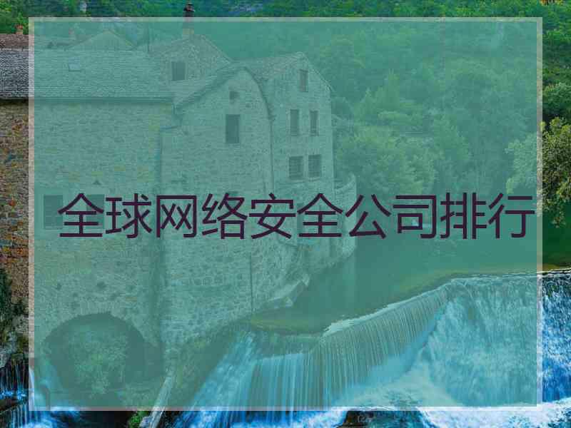 全球网络安全公司排行