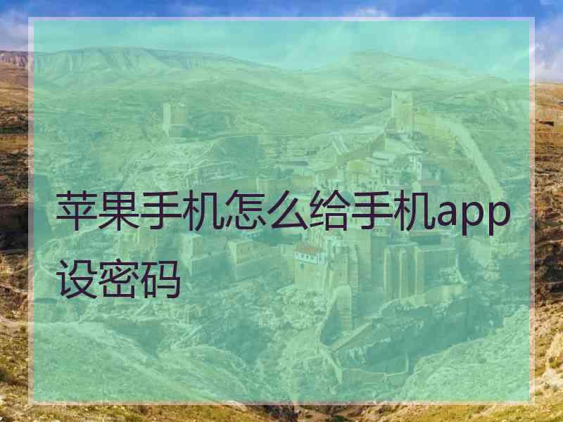 苹果手机怎么给手机app设密码