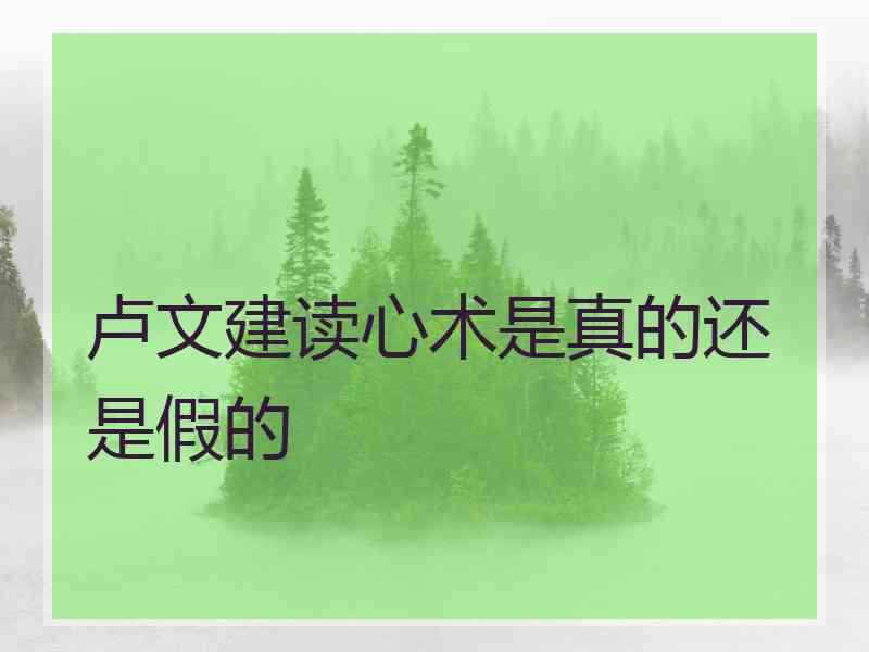 卢文建读心术是真的还是假的