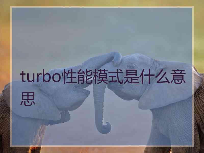 turbo性能模式是什么意思
