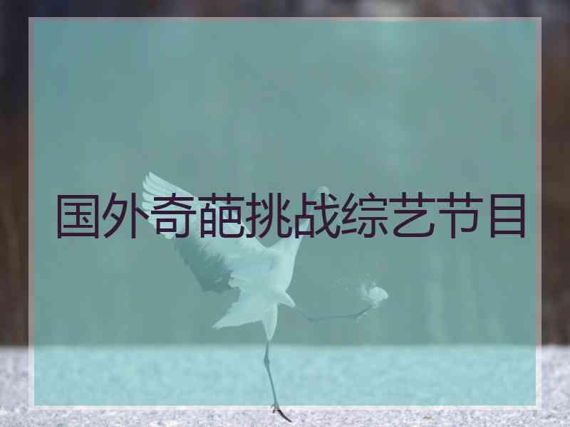 国外奇葩挑战综艺节目
