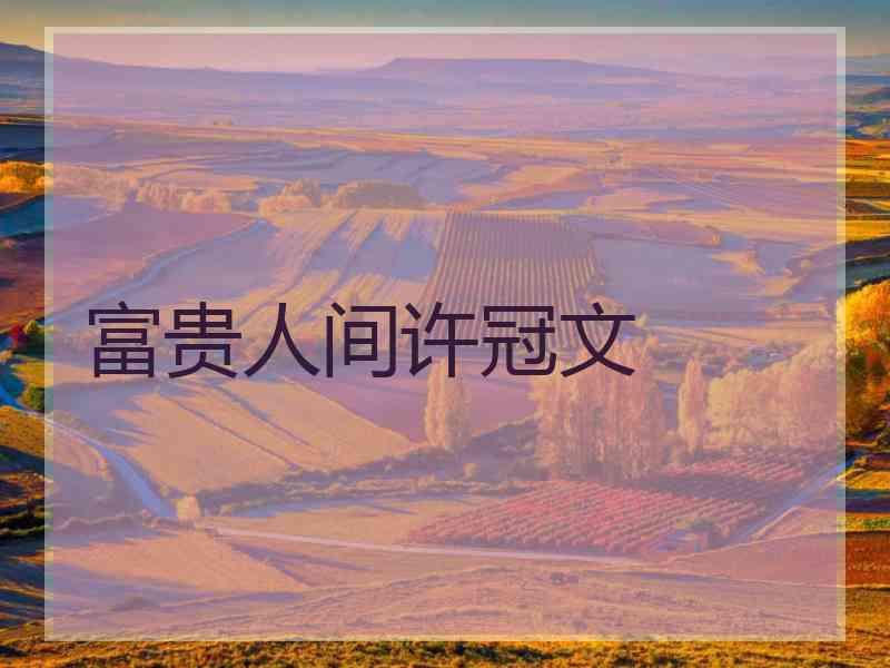 富贵人间许冠文
