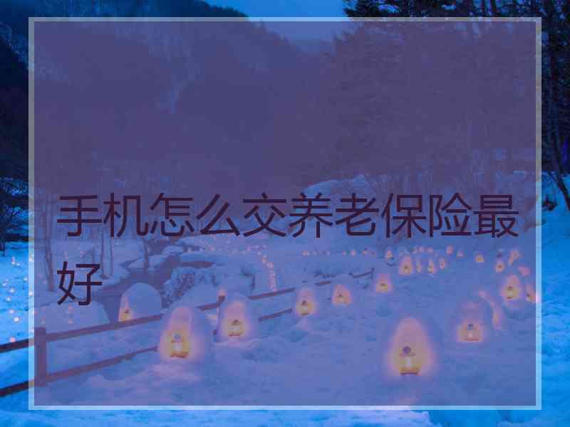 手机怎么交养老保险最好