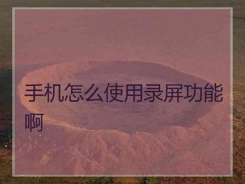 手机怎么使用录屏功能啊