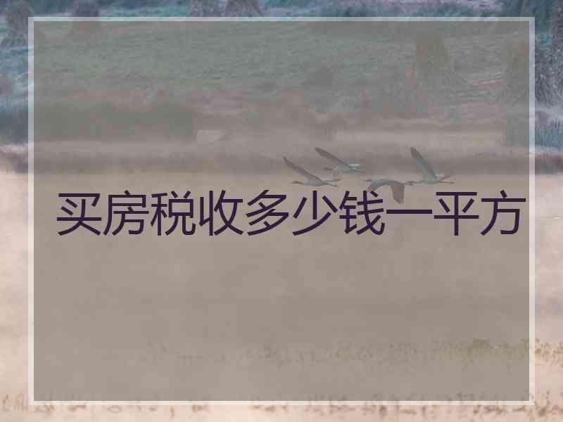 买房税收多少钱一平方
