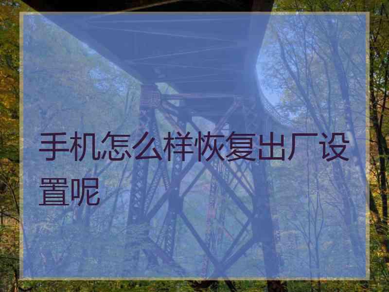 手机怎么样恢复出厂设置呢