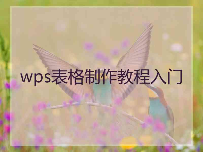 wps表格制作教程入门