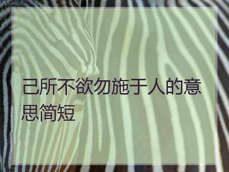 己所不欲勿施于人的意思简短