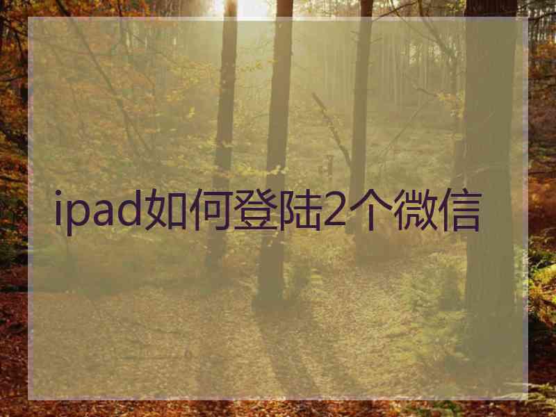 ipad如何登陆2个微信