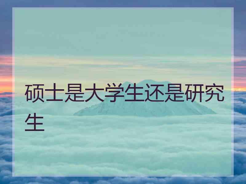 硕士是大学生还是研究生