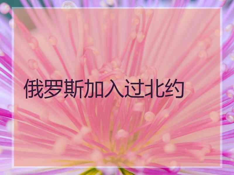 俄罗斯加入过北约