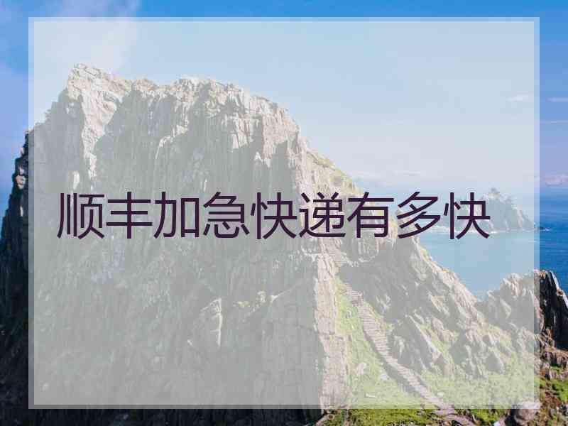 顺丰加急快递有多快