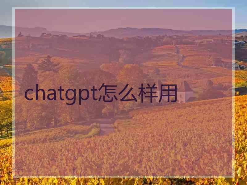 chatgpt怎么样用
