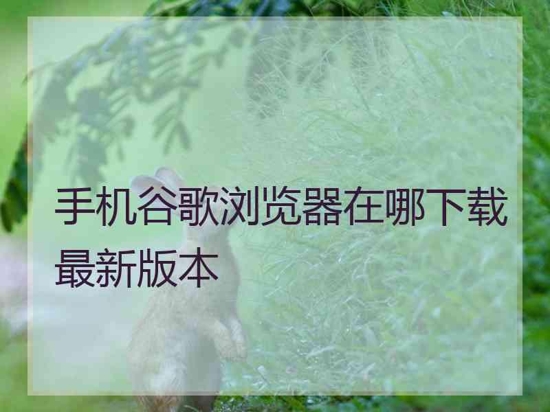 手机谷歌浏览器在哪下载最新版本