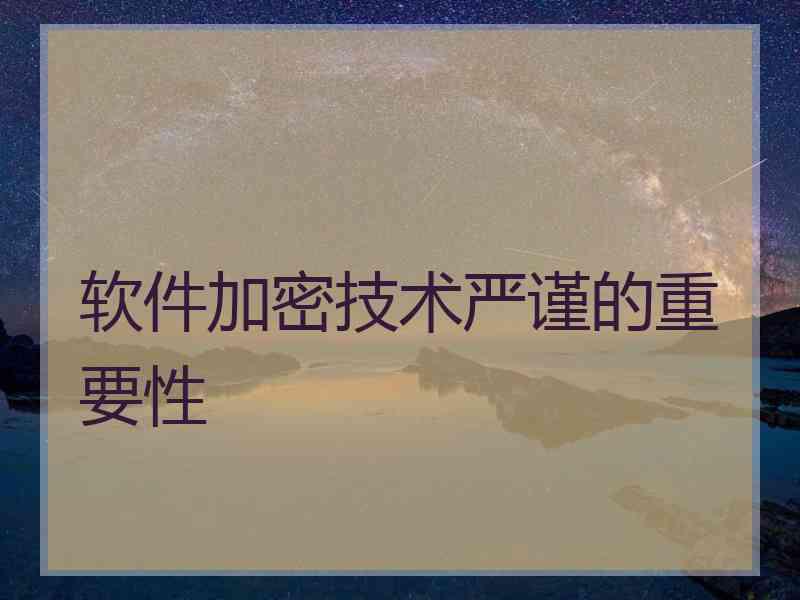 软件加密技术严谨的重要性
