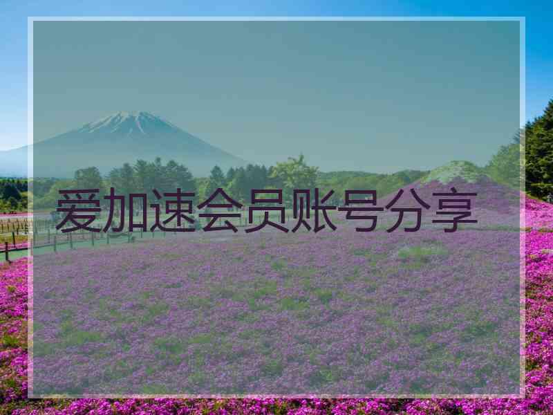 爱加速会员账号分享