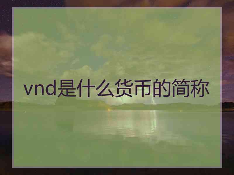 vnd是什么货币的简称