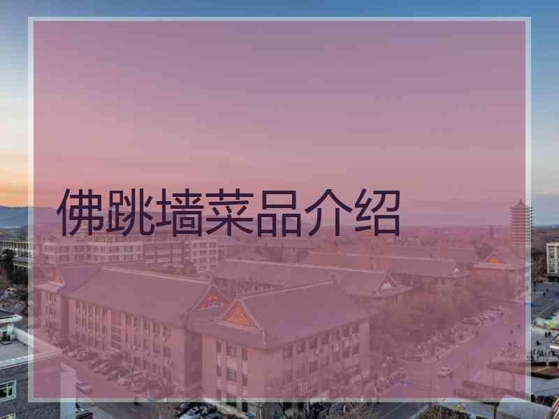 佛跳墙菜品介绍