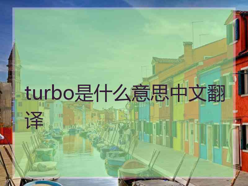 turbo是什么意思中文翻译
