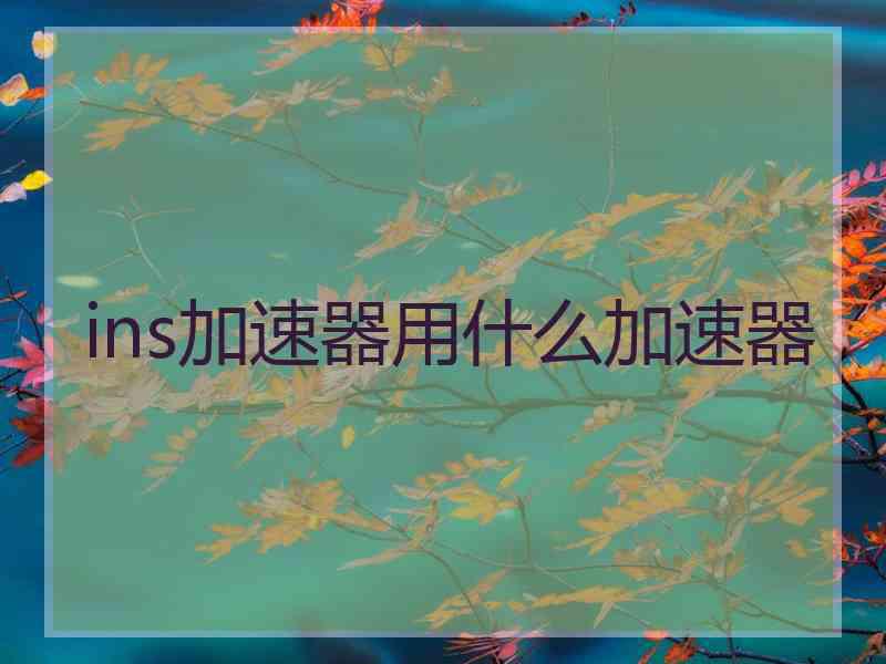 ins加速器用什么加速器