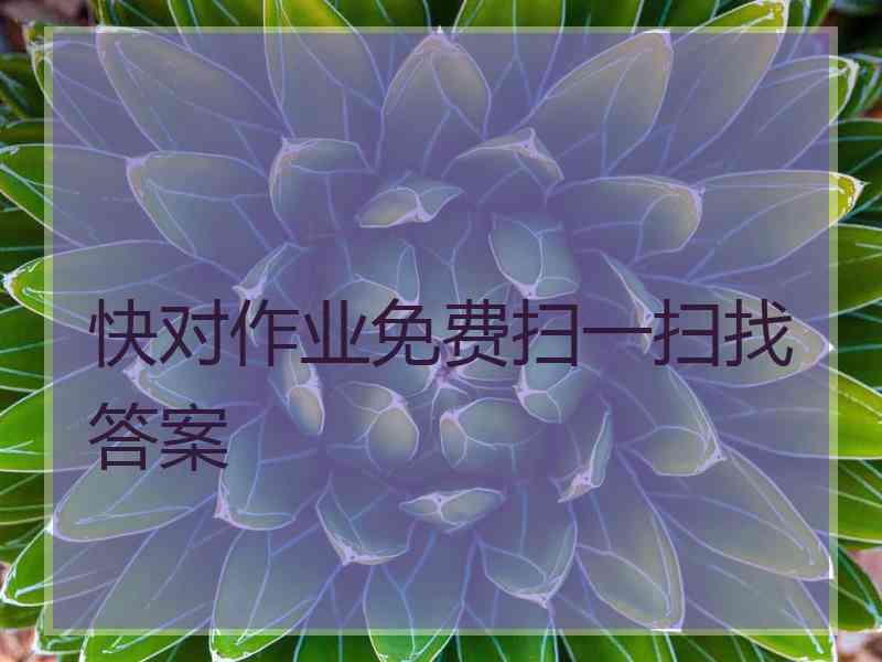 快对作业免费扫一扫找答案