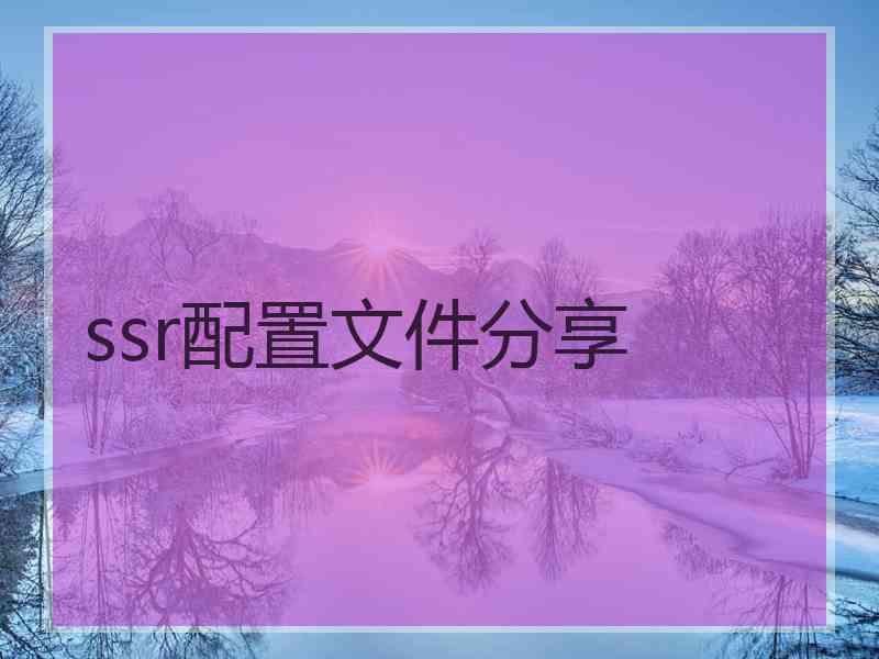 ssr配置文件分享