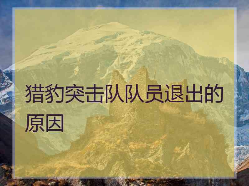 猎豹突击队队员退出的原因